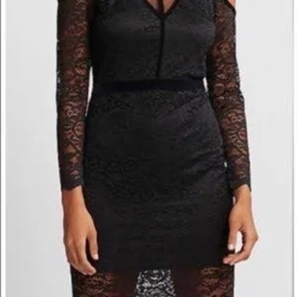 Express Dresses | Cold Shoulder Midi Dress | Color: Black | Size: 4